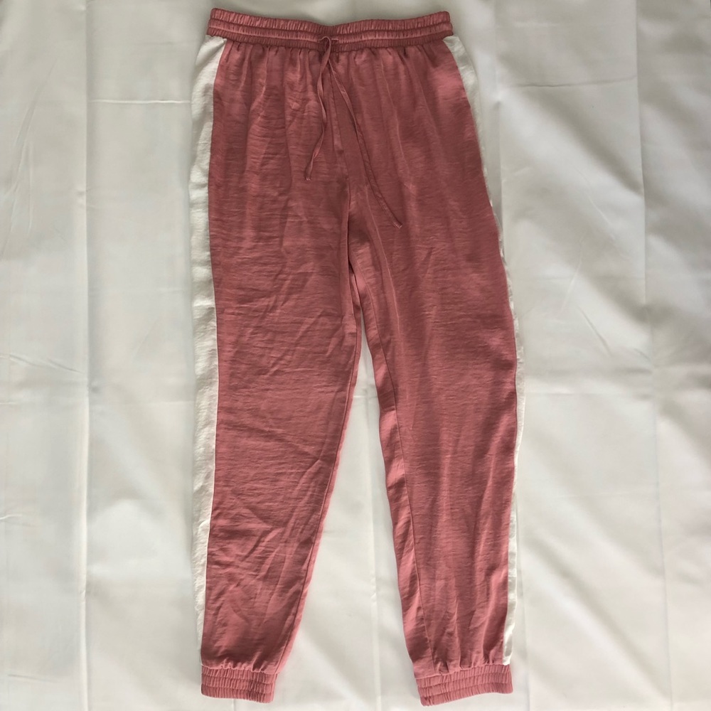 Forever 21 Pink Track Pants with White Stripe